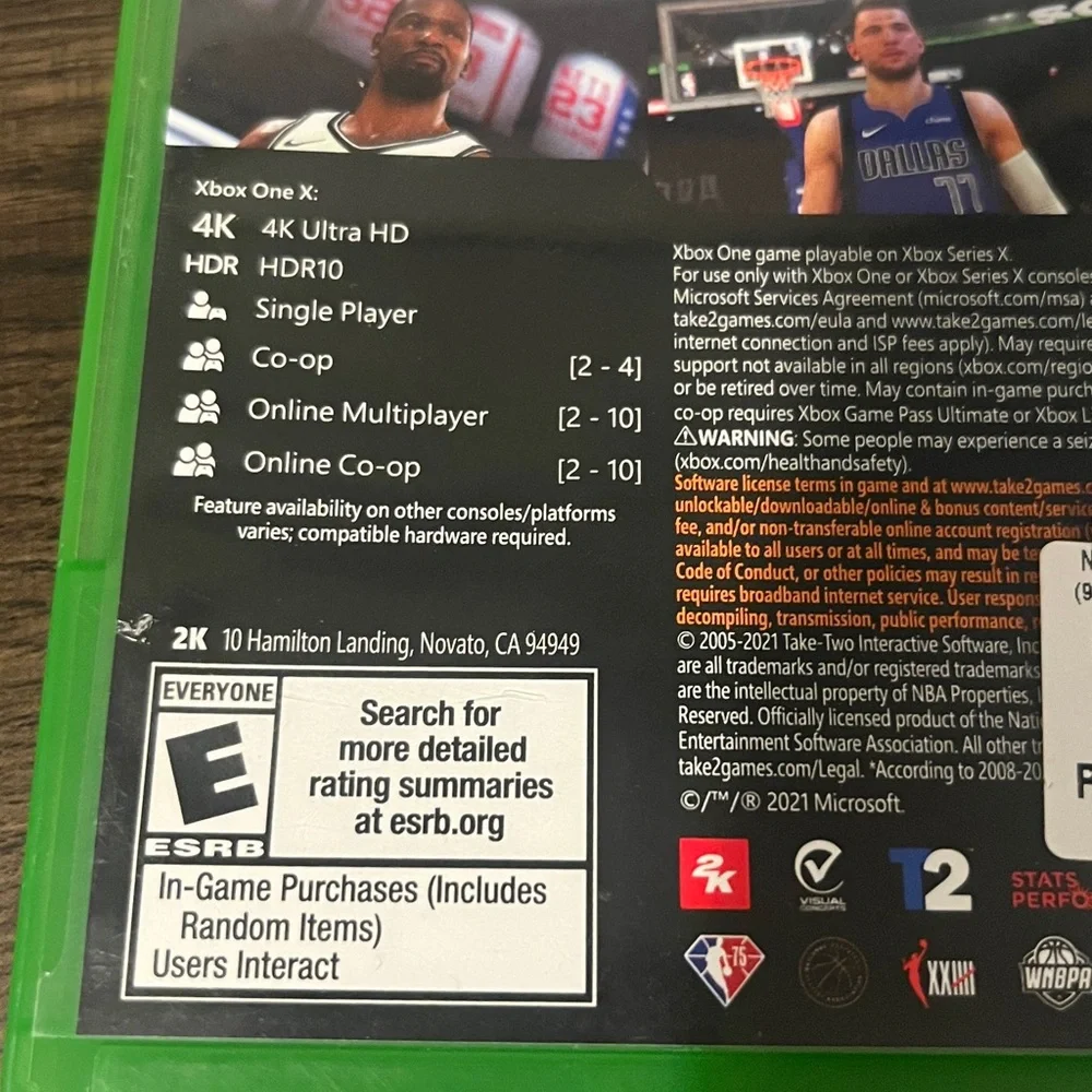 NBA 2K22 Xbox One Video Game 2K Sports Luka Dončić Cover EUC